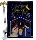 Merry Nativity Family - Nativity Winter Vertical Impressions Decorative Flags HG192712 Made In USA