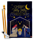 Merry Nativity Family - Nativity Winter Vertical Impressions Decorative Flags HG192712 Made In USA