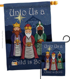 Child is Born - Nativity Winter Vertical Impressions Decorative Flags HG114129 Made In USA