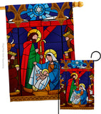 Stained Glass Nativity - Nativity Winter Vertical Impressions Decorative Flags HG137300 Made In USA