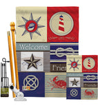 Shoreline Collage - Nautical Coastal Vertical Impressions Decorative Flags HG107001 Made In USA