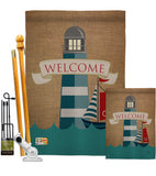 Lighthouse & Sailboat - Nautical Coastal Vertical Impressions Decorative Flags HG107046 Made In USA