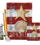 Welcome to the Shore - Nautical Coastal Vertical Impressions Decorative Flags HG107058 Made In USA