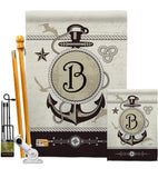 Nautical B Initial - Nautical Coastal Vertical Impressions Decorative Flags HG130184 Made In USA