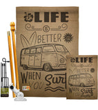 Life is Better When you Surf Kombi Bus - Nautical Coastal Vertical Impressions Decorative Flags HG191193 Made In USA