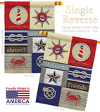 Shoreline Collage - Nautical Coastal Vertical Impressions Decorative Flags HG107001 Made In USA