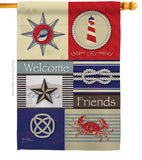 Shoreline Collage - Nautical Coastal Vertical Impressions Decorative Flags HG107001 Made In USA