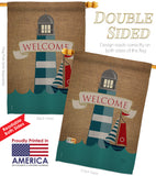 Lighthouse & Sailboat - Nautical Coastal Vertical Impressions Decorative Flags HG107046 Made In USA