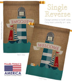 Lighthouse & Sailboat - Nautical Coastal Vertical Impressions Decorative Flags HG107046 Made In USA