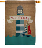 Lighthouse & Sailboat - Nautical Coastal Vertical Impressions Decorative Flags HG107046 Made In USA