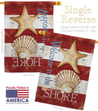 Welcome to the Shore - Nautical Coastal Vertical Impressions Decorative Flags HG107058 Made In USA