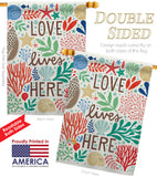 Love Lives Here - Nautical Coastal Vertical Impressions Decorative Flags HG107064 Made In USA