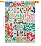 Love Lives Here - Nautical Coastal Vertical Impressions Decorative Flags HG107064 Made In USA