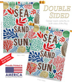 Sea Sand Sun - Nautical Coastal Vertical Impressions Decorative Flags HG107065 Made In USA