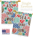 Sea Sand Sun - Nautical Coastal Vertical Impressions Decorative Flags HG107065 Made In USA