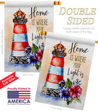 Home Is Light - Nautical Coastal Vertical Impressions Decorative Flags HG107071 Made In USA