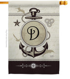 Nautical D Initial - Nautical Coastal Vertical Impressions Decorative Flags HG130186 Made In USA