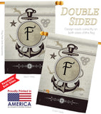 Nautical F Initial - Nautical Coastal Vertical Impressions Decorative Flags HG130188 Made In USA