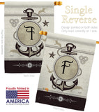 Nautical F Initial - Nautical Coastal Vertical Impressions Decorative Flags HG130188 Made In USA