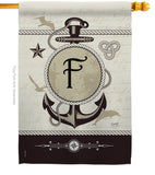 Nautical F Initial - Nautical Coastal Vertical Impressions Decorative Flags HG130188 Made In USA