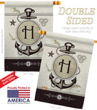 Nautical H Initial - Nautical Coastal Vertical Impressions Decorative Flags HG130190 Made In USA