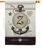 Nautical Z Initial - Nautical Coastal Vertical Impressions Decorative Flags HG130208 Made In USA