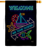 Neon Love Ocean - Nautical Coastal Vertical Impressions Decorative Flags HG137538 Made In USA