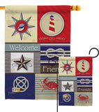 Shoreline Collage - Nautical Coastal Vertical Impressions Decorative Flags HG107001 Made In USA