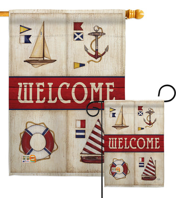 Sailing Collage - Nautical Coastal Vertical Impressions Decorative Flags HG107003 Made In USA