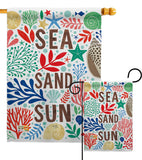 Sea Sand Sun - Nautical Coastal Vertical Impressions Decorative Flags HG107065 Made In USA