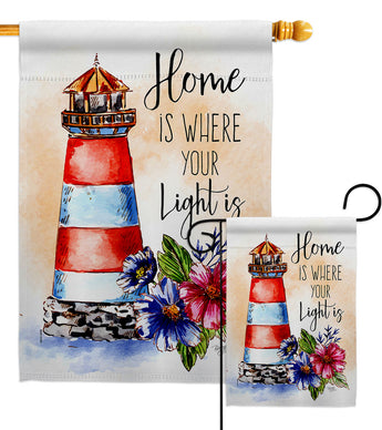 Home Is Light - Nautical Coastal Vertical Impressions Decorative Flags HG107071 Made In USA