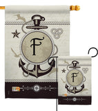 Nautical F Initial - Nautical Coastal Vertical Impressions Decorative Flags HG130188 Made In USA