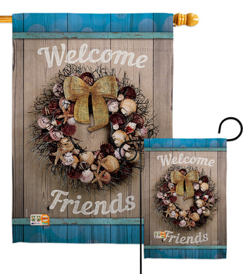 Welcome Breeze Wreath - Nautical Coastal Vertical Impressions Decorative Flags HG137138 Made In USA