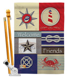 Shoreline Collage - Nautical Coastal Vertical Impressions Decorative Flags HG107001 Made In USA