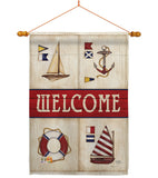 Sailing Collage - Nautical Coastal Vertical Impressions Decorative Flags HG107003 Made In USA