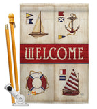 Sailing Collage - Nautical Coastal Vertical Impressions Decorative Flags HG107003 Made In USA