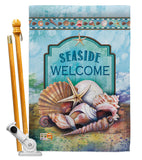 Seaside Shells - Nautical Coastal Vertical Impressions Decorative Flags HG107005 Made In USA
