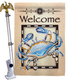 Blue Crab - Nautical Coastal Vertical Impressions Decorative Flags HG107028 Made In USA