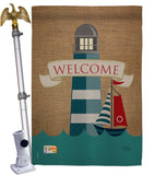Lighthouse & Sailboat - Nautical Coastal Vertical Impressions Decorative Flags HG107046 Made In USA