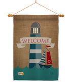 Lighthouse & Sailboat - Nautical Coastal Vertical Impressions Decorative Flags HG107046 Made In USA