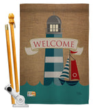 Lighthouse & Sailboat - Nautical Coastal Vertical Impressions Decorative Flags HG107046 Made In USA