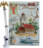 Seaside Lighthouse - Nautical Coastal Vertical Impressions Decorative Flags HG107053 Made In USA