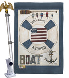 Welcome Aboard - Nautical Coastal Vertical Impressions Decorative Flags HG107054 Made In USA