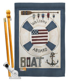 Welcome Aboard - Nautical Coastal Vertical Impressions Decorative Flags HG107054 Made In USA