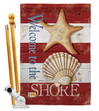 Welcome to the Shore - Nautical Coastal Vertical Impressions Decorative Flags HG107058 Made In USA