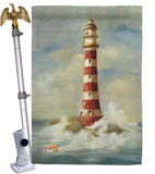 Lighthouse by the Sea - Nautical Coastal Vertical Impressions Decorative Flags HG107060 Made In USA