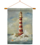 Lighthouse by the Sea - Nautical Coastal Vertical Impressions Decorative Flags HG107060 Made In USA