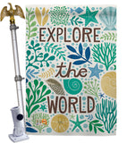Explore The World - Nautical Coastal Vertical Impressions Decorative Flags HG107063 Made In USA