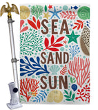 Sea Sand Sun - Nautical Coastal Vertical Impressions Decorative Flags HG107065 Made In USA