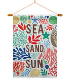 Sea Sand Sun - Nautical Coastal Vertical Impressions Decorative Flags HG107065 Made In USA